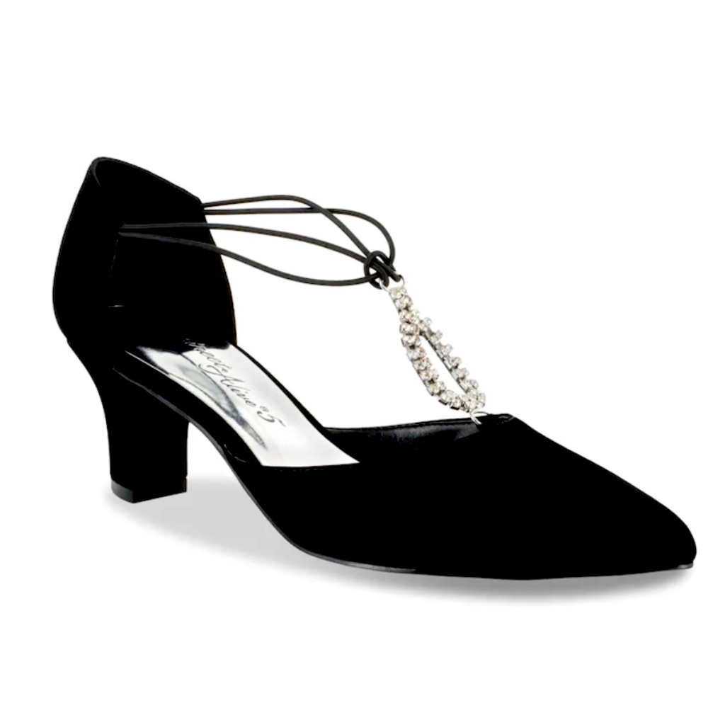 MOONLIGHT PUMP with Rhinestones Black Sueded Vegan Upper New in Box Sz 8